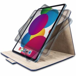 エレコム　TB-A22R360NV　iPad　第10世代　フラップケース　ソフトレザー　360度回転　ネイビー　TBA22R360NV