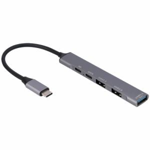 ナカバヤシ　UH-C3384GY　PD対応　USB3.2　Gen1+2.0　5ポートアルミハブ　グレー　UHC3384GY