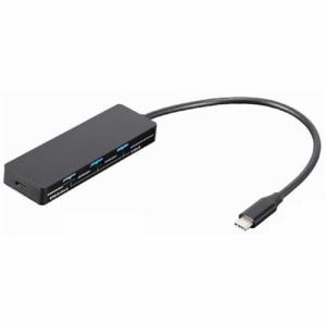 ナカバヤシ　UH-C3334BK　PD対応USB3.2Gen2　Type-C　4ポート変換アルミハブ　ブラック　UHC3334BK