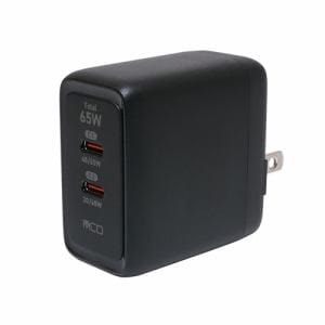 ミヨシ IPA-C08／BK USB PD 65W充電器 Type-C 2ポート ブラック
