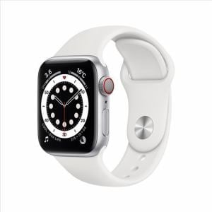 アップル(Apple) M06M3J/A Apple Watch Series 6（GPS + Cellularモデル）- 40mmシルバーアルミニウムケースとホワイトスポーツバンド