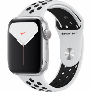 アップル(Apple)　MX3V2J／A　Apple　Watch　Nike　Series　5（GPSモデル）-　44mmシルバーアルミニウムケースとピュアプラチナム／ブラックNikeスポーツバンド　-　S／M　&　M／L