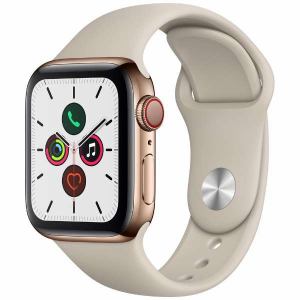 アップル(Apple)　MWX62J／A　Apple　Watch　Series　5（GPS　+　Cellularモデル）-　40mmゴールドステンレススチールケースとストーンスポーツバンド　-　S／M　&　M／L