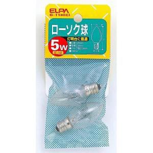 ELPA　G-11H(C)　ローソク球　5W　E12　クリア　2個入