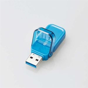 エレコム　MF-FCU3128GBU　フリップキャップ式USBメモリ　128GB　ブルー