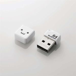 エレコム　MF-SU2B64GWHF　小型USB2.0メモリ　64GB　ホワイトフェイス