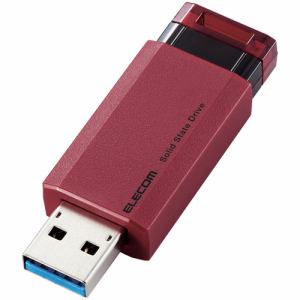エレコム　ESD-EPK0500GRD　外付けSSD　ノック式　USB3.2(Gen2)対応　500GB　レッド