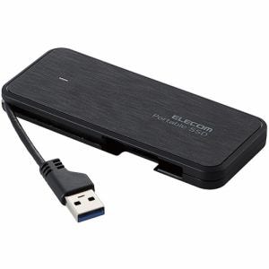 エレコム ESD-ECA0250GBKR 外付けSSD ポータブル ケーブル収納対応 USB3.2(Gen1)対応 250GB ブラック データ復旧サービスLite付