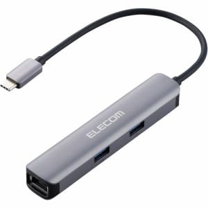 エレコム DST-C17SV Type-C ドッキングステーション アルミボディ USB3.1 Gen1×3ポート HDMI×1ポート LANポート付 シルバー