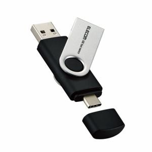 エレコム　MF-TPC3256GBK　キャップ式USBメモリ　256GB　Type-C　Win／Mac／スマホ　タブレット対応　ブラック