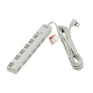 ELPA　LEDランプスイッチ付タップ　横挿し　6個口　5m　WLS-LY6500RS