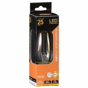 オーム電機 LDC2L C6 LED電球 フィラメント シャンデリア形 電球色・E26 25形相当
