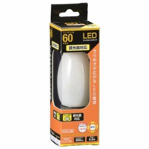 オーム電機 LDC6L／D W6 LED電球 フィラメント シャンデリア形 60形相当 調光器対応 E26 電球色