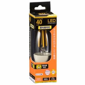 オーム電機 LDC4L-E17／D C6 LED電球 フィラメント シャンデリア形 E17 40形相当 調光器対応 電球色