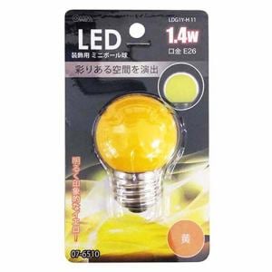 オーム電機 LDG1Y-H11 LED電球 装飾用 ミニボール E26 イエロー