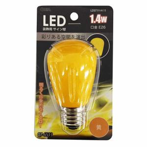 オーム電機 LDST1Y-H11 LED電球 装飾用 サイン球 E26 イエロー