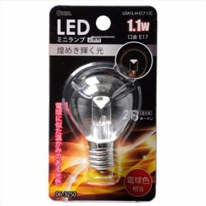 オーム電機 LDA1L-H-E1711C LED電球 装飾用 ミニランプ E17 クリア 電球色
