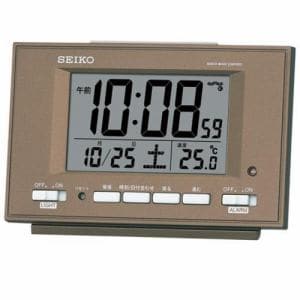 セイコークロック SQ778B デジタル時計 電波置時計 茶メタリック塗装 電子音アラーム(スヌーズ付) 温度表示 自動点灯ライト