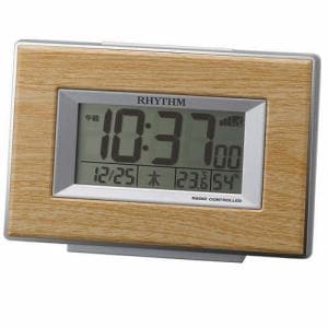 リズム時計 8RZ174SR07 RHYTHM フィットウェーブD174 カレンダー表示 温度・湿度表示付 木目デザイン電波デジタルクロック