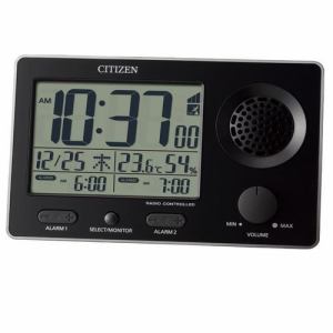 リズム時計　8RZ149SR02　CITIZEN　スーパークリアトーンFSR　電波デジタル時計　カレンダー表示　温度・湿度表示付