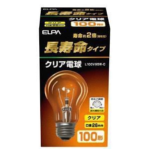 朝日電器 L100V95W-C ELPA(エルパ) 長寿命クリア電球 (全光束1440lm ／クリア 口金E26)