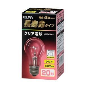 ELPA 長寿命クリア電球 20W形 E26 L100V19W-C