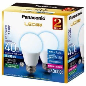 【クリックで詳細表示】パナソニック 調光器非対応LED電球 (一般電球形・全光束485lm/昼光色相当・口金E26/2個入) LDA4D-G/K40E/S/W/2T