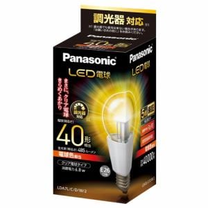 パナソニック　LDA7LCDW2　LED電球　クリア電球タイプ　6.8W　(電球色相当/調光器対応）