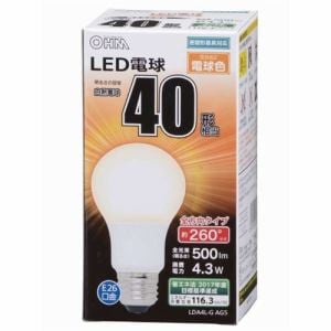 オーム電機 LDA4LGAG5（一般電球形・全光束500lm／電球色相当・口金E26） LED電球
