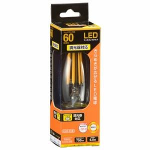 オーム電機 LDC6L／D C6 LED電球 フィラメント シャンデリア形 E26 60形相当 調光器対応