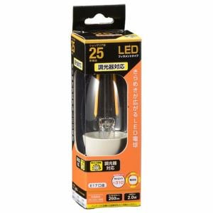 オーム電機 LDC2L-E17／D C6 LED電球 フィラメント シャンデリア形 E17 25形相当 調光器対応