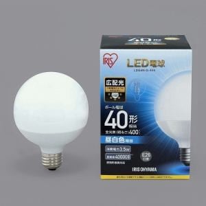 アイリスオーヤマ LDG4N-G-4V4 LED電球 E26口金 ボール電球 広配光タイプ 40形相当 昼白色 密閉器具対応