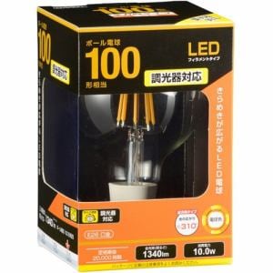 オーム電機 LDG10L／D C6 LED電球 フィラメント ボール形 E26 100形相当 クリア 電球色 調光器対応 | ヤマダウェブコム