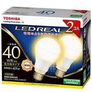 東芝 LDA5L-G/40W-2P 調光器非対応LED電球 「E-CORE」(一般電球形・全光束485lm/電球色・口金E26/2本入り)