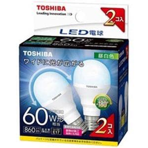 東芝 LDA7N-G-E17/S60W2P ミニクリプトン形LED電球 （小形電球形・全光束860lm/昼白色相当・口金E17/2個入）