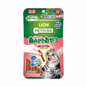 ライオンペット PETKISS ネコちゃんの歯みがきおやつ まぐろ味 スティック 14g