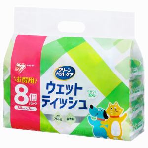 アイリスオーヤマ PWT-8P ペット用除菌ウェットティッシュ 80枚入×8P