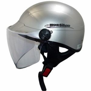 石野商会 ヘルメットMAX777B-22 シールド付ハーフヘルメット シルバー