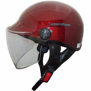 石野商会　ヘルメットMAX777B-22　シールド付ハーフヘルメット　キャンディレッド