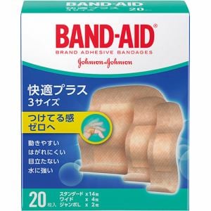 ジョンソン・エンド・ジョンソン（Johnson　&　Johnson）　バンドエイド　快適プラス　3サイズ　アソート　(20枚入(スタンダード14枚、ワイド4枚、ジャンボL2枚))　【医療機器】