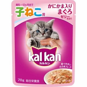 マースジャパンリミテッド ＫＷＰ７６ カルカンパウチ １２ヶ月までの子猫用かにかま入りまぐろ  ７０ｇ