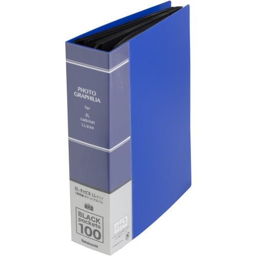 ナカバヤシ PH2L-1010-B ポケットアルバム フォトグラフィリア 2L判 1段 100枚収納 ブルー PH2L1010B
