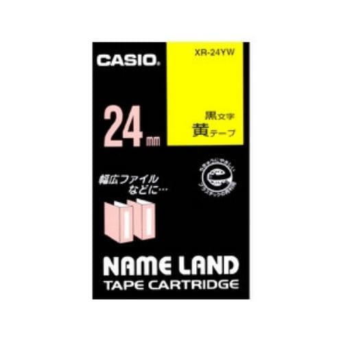カシオ ネームランド スタンダードテープ 24mm幅（黄テープ／黒文字） XR-24YW