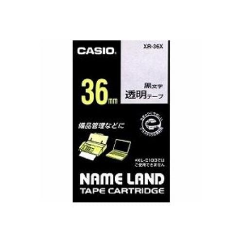 カシオ XR-36X ネームランド（NAME LAND） 透明テープ （透明テープ／黒文字／36mm幅）