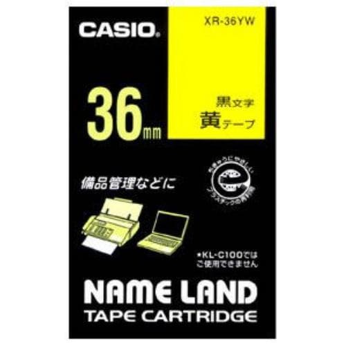 カシオ XR-36YW ネームランド（NAME LAND） スタンダードテープ （黄テープ／黒文字／36mm幅）