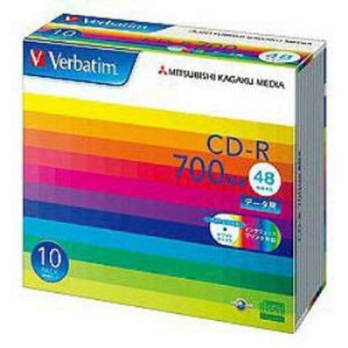 バーベイタム(Verbatim)  SR80SP10V1 48倍速対応 データ用CD-Rメディア インクジェット対応 （700MB・10枚）