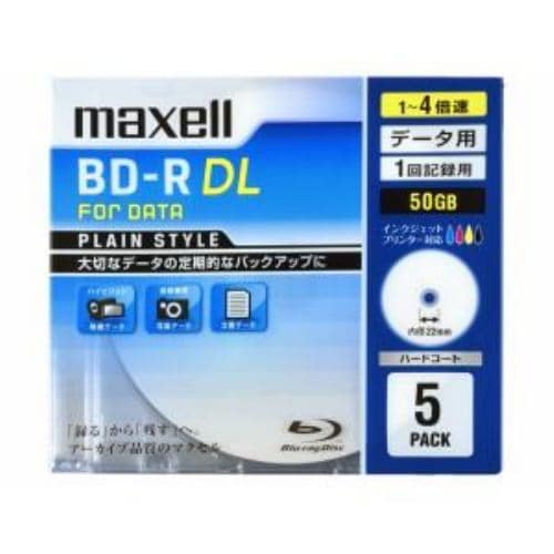 maxell 1-4倍速対応データ用ブルーレイディスクBD-R DL（50GB・5枚） BR50PPLWPB.5S