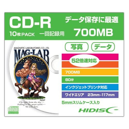 HIDISC HDCR80GP10SC データ用CD-R スリムケース入り10枚パック