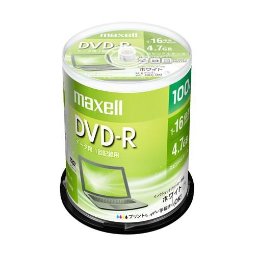 マクセル(Maxell) DR47PWE100SP データ用DVD-R ひろびろホワイトレーベルディスク 1-16倍 4.7GB 100枚 スピンドルケース