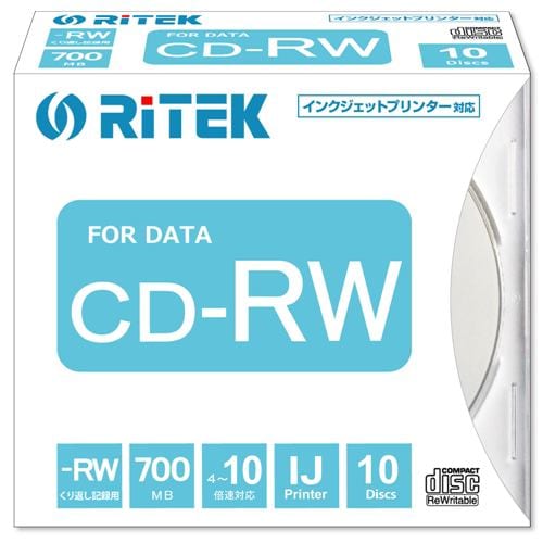 RiTEK CD-RW700.PW10P A データ用CD-RW  700MB  １０枚スリムケース   ホワイト